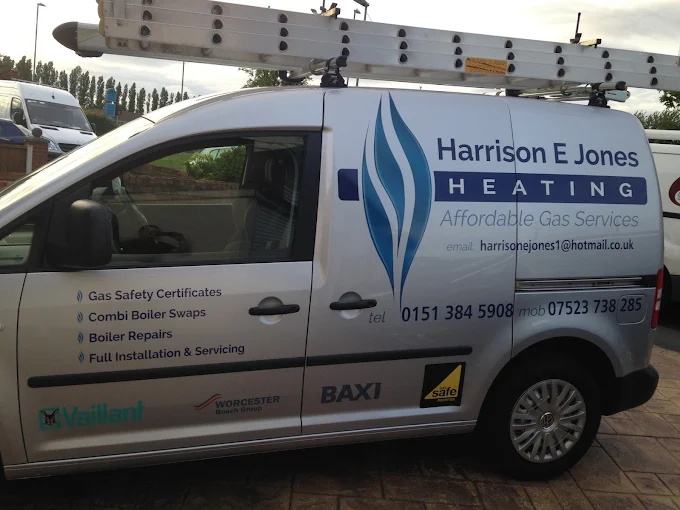 Harrison E Jones Heating van covering Liverpool and Merseyside